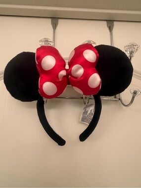 Disney Black Mouse Ear Headband with Red Polka Dot Bow